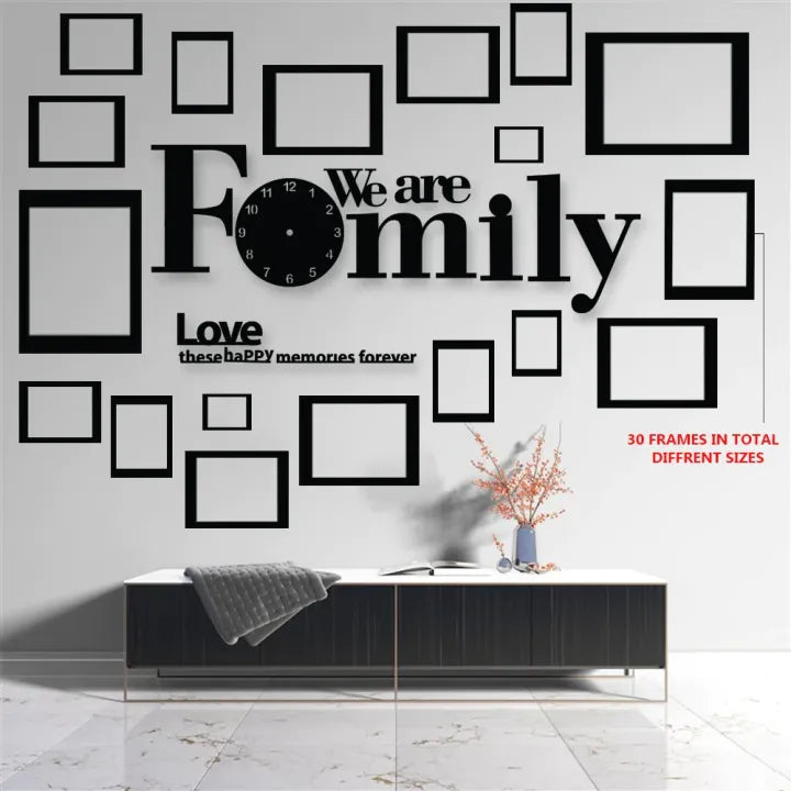 We Are Family with Frame Wooden Wall Clock