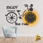 Wooden Clock Wall Art Cartoon Bicycle Design Watch