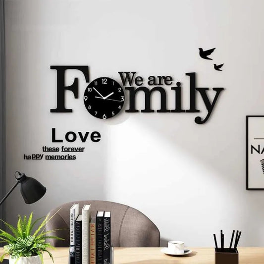 FAMILY Wall Clock 3D 24 inch Wooden Watch